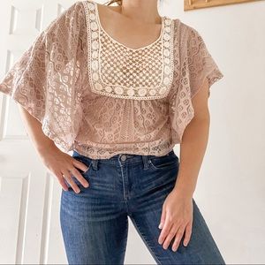Kirra Boho Lace Batwing Blouse